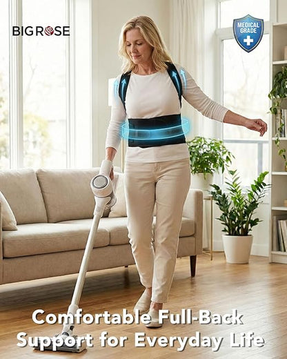 New for 2026 – Posture Corrector for Seniors Women & Men, Advanced Full Back Brace Support for Upper & Lower Back, Spine & Neck Alignment, Reinforced Wide Dual-Layer Waist Support Belt with Shoulder Straightener and Back-Opening Support, Breathable for...
