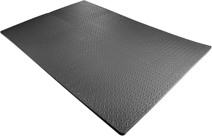 BalanceFrom Puzzle Exercise Mat 3/4' Thick, EVA Interlocking Foam Floor Tiles for Home Gym, Mat for Home Workout Equipment, Floor Padding for Kids, Black, 24 in x 24 in x 3/4 in, 24 Sq Ft - 6 Tiles