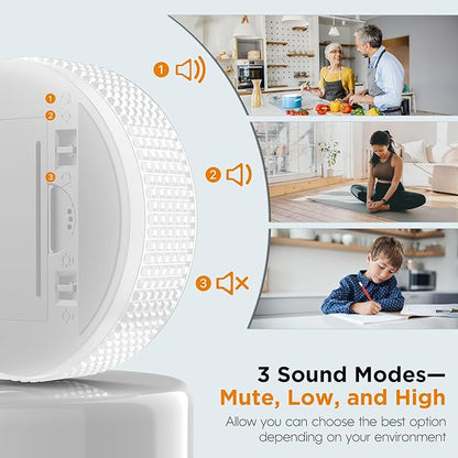 Upgrade Digital Kitchen Timer - 2 Pack Magnetic Countdown Countup Visual Pomodoro Timer with Large LED Display, 3-Preset Times, 3 Volume Levels, Ideal for Cooking, Baking and Fitness (2, White)