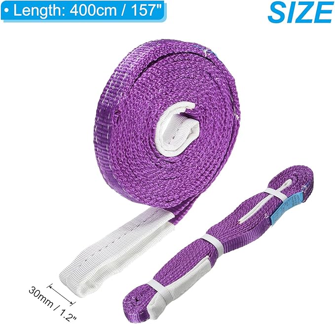 PATIKIL Lifting Slings Straps, 1 Pcs Polyester 12ft Heavy Web Slings Duty Flat Lifting Belts Pull Lifting Straps Slings Mount(2204lbs), Purple