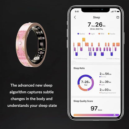 Smart Ring for Women Gift, Fitness & Vital Signs Monitoring, Sleep Tracker/Remote Photography/No Subscription(Pink,8#)