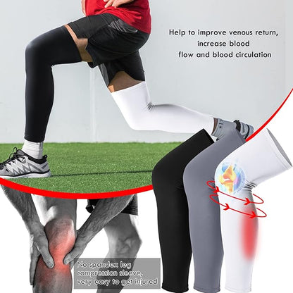 Skylety Leg Sleeves Compression Long Knee Sleeve UV Protect for Men Women Sport Basketball Football