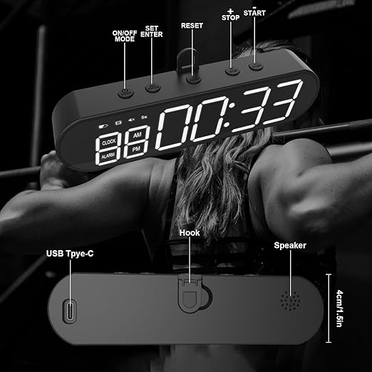 Portable Multifunctional Gym Timer USB Fitness Sports Interval Workout Timer Alarm Clock for Home Gym Garage Fitness gym timer clock for Home Gym Garage Scoreboards & Timers