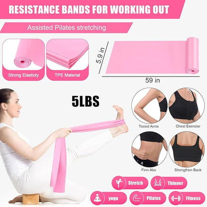 Silipull 10 Pcs Pilates Ring Blocks Set for Women Home Yoga Equipment Accessories Pilates Ring Circle and Ball Workouts Gift Include Ball Yoga Circle Resistance Bands Block Straps Gym Bag