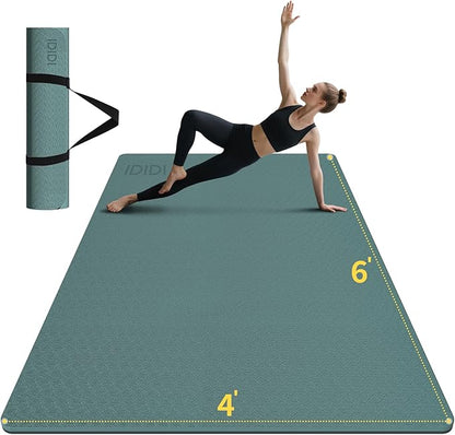 Large Yoga Mat (6'x 4') - Extra Long and Wide Workout Mat for Men and Women, Non-Slip POE 0.32''/0.4'' Thick Fitness Mat, Eco-Friendly Exercise Mat for Home Workouts, Ideal for Yoga and Pilates