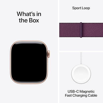 Apple Watch Series 10 [GPS 42mm case] Smartwatch with Rose Gold Aluminum Case with Plum Sport Loop. Fitness Tracker, ECG App, Always-On Retina Display, Carbon Neutral