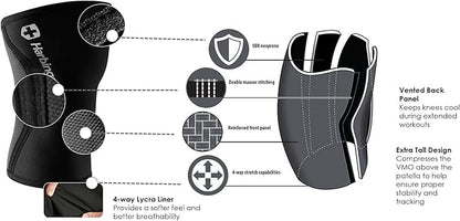 Harbinger Knee Sleeves 5mm Thick Neoprene | Compression for Weightlifting, Cross Training, Powerlifting, Squats | Support & Warmth | Pair