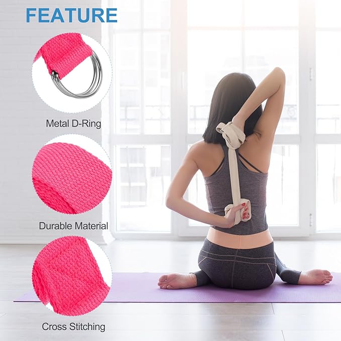 PATIKIL Yoga Strap for Stretching Cotton Yoga Belt with Adjustable Metal D-Ring Buckle Stretch Bands for Fitness Pilates