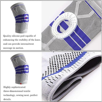 Knee Brace Compression Sleeve for Knee Pain Wraps Patella Stabilizer with Silicone Gel Spring Support, Hinged Kneepads Protector for Meniscus Tear Arthritis Men Women