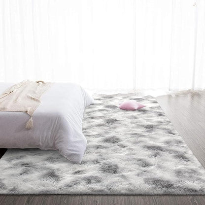 TWINNIS Super Soft Shaggy Rugs Fluffy Carpets 5x8 Feet, Indoor Modern Plush Area Rugs for Living Room Bedroom Kids Room Nursery Home Decor, Upgrade Anti-Skid Fuzzy Rug, Grey and White