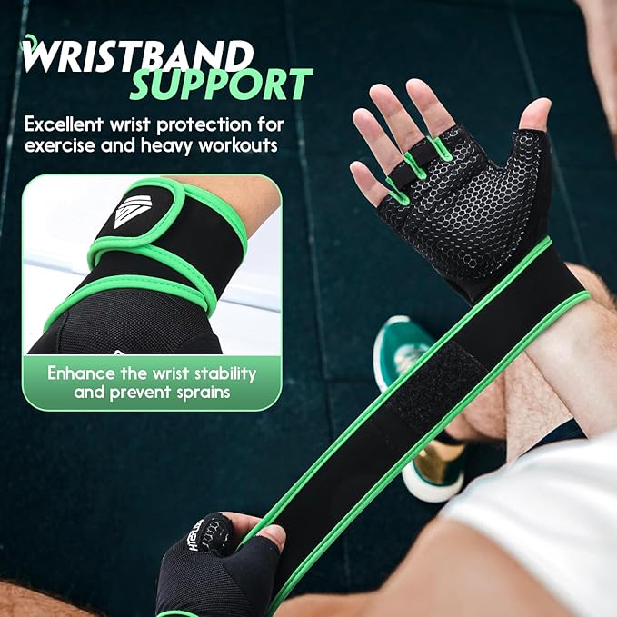 Workout Gloves Gym Gloves Weight Lifting Gloves for Men Women with Full Palm Pad,Strong Wrist Wraps Support,Enhanced Grip,for Fitness,Training,Weightlifting,Exercise