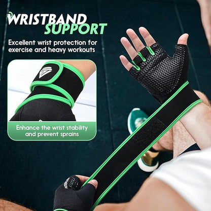 Workout Gloves Gym Gloves Weight Lifting Gloves for Men Women with Full Palm Pad,Strong Wrist Wraps Support,Enhanced Grip,for Fitness,Training,Weightlifting,Exercise