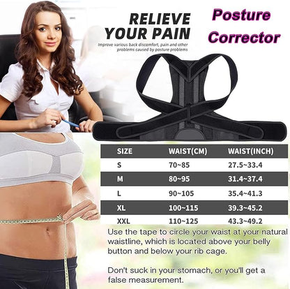 Posture Corrector for Women and Men, Adjustable Back Straightener Posture Corrector,Upper Lower Back Brace Support Belt for Men Women Body Neck Shoulder Trainer (XXXXL, Black)