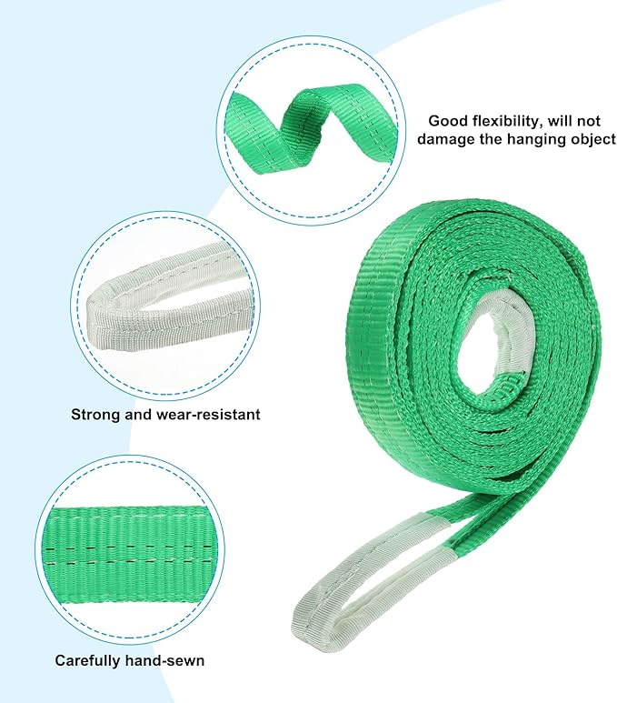 PATIKIL Lifting Slings Straps, 1 Pcs Polyester 12ft Heavy Web Slings Duty Flat Lifting Belts Pull Lifting Straps Slings Mount(4409lbs), Green