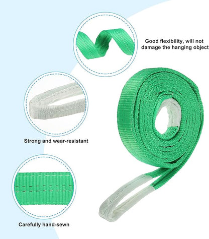 PATIKIL Lifting Slings Straps, 1 Pcs Polyester 12ft Heavy Web Slings Duty Flat Lifting Belts Pull Lifting Straps Slings Mount(4409lbs), Green