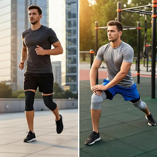 Bamboo Charcoal Compression Knee Sleeve for Runners & Arthritis - Elastic, Breathable Knee Support Pads with Warmth & Odor Control (Gray+Black) (Small)