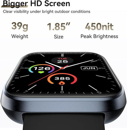 Smart Watches for Men (Android/iPhones), 120+ Sport Modes Fitness Tracker Watch with SpO2/Heart Rate Monitor, Steps/Sleep Tracker, 1.85" HD Smart Watch with Bluetooth Calls/Messages, 3ATM waterproof