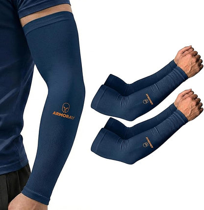 ARMORAY Arm Sleeves for Men and Women - UV Sun Protection Cooling Compression - Tattoo Cover Up Sleeve for Daily Wear & Work