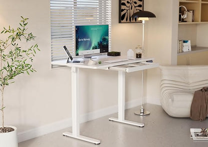 YDN Standing Desk with Drawers, 48 x 24 Inch Electric Adjustable Height Stand Up Desk, Sit Stand for Home Office, White