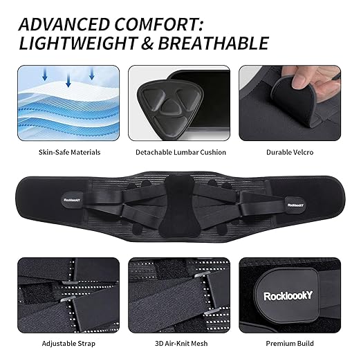 Lower Back Brace for Women Men, Adjustable Lumbar Support with 3D Pad, Breathable Ergonomic Support Belt with Metal Stays for Work, Lifting, Drive,Black,Size XXL,Waist 52"-62"