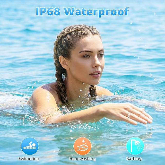 Smart Ring Health Tracker for Women & Men, Fitness Ring with Heart Rate Blood Oxygen, Sleep monitor, Step Tracker, IP68 Waterproof Compatible with iOS & Android, No Subscription Fee (Rose Gold, 10)