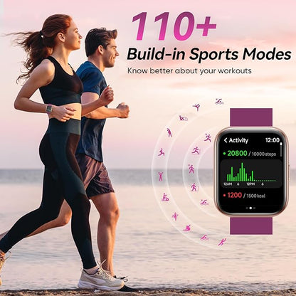 Fitpolo Smart Watches for Men/Women, 1.8'' Alexa Built-in Fitness Tracker Watch with Bluetooth Calls, IP68 Waterproof, Heart Rate/Sleep/SpO2/Stress Monitor, 110 Sport Modes for Android & iPhone