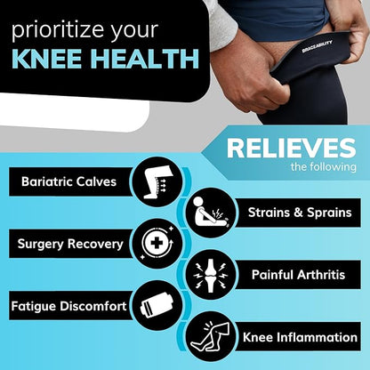 BraceAbility Plus Size Neoprene Knee Sleeve - XXXXL Compression Support Brace for Bariatric Men and Women with Arthritis Joint Pain or Kneecap Instability, Fitting Big Legs and Large Thighs (4XL)