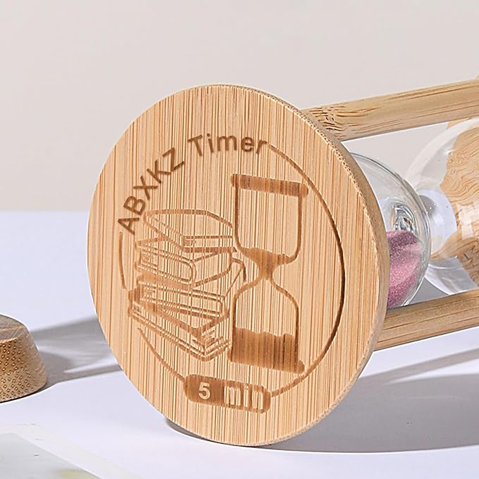 Sand Timer, Wood 5 Minute Hourglass,Bamboo Sandglass Timer 5 Min, for Classroom Five Minute Sand Watch for Speed Reading Timer,Baking,Game, Gift,Pink