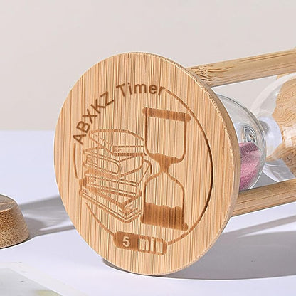 Sand Timer, Wood 5 Minute Hourglass,Bamboo Sandglass Timer 5 Min, for Classroom Five Minute Sand Watch for Speed Reading Timer,Baking,Game, Gift,Pink