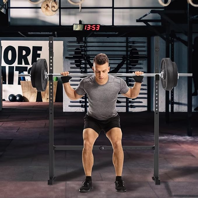 Uboway Barbell Rack Squat Stand Adjustable Bench Press Rack 550LBS Max Load Multi-Function Weight Lifting Home Gym Fitness