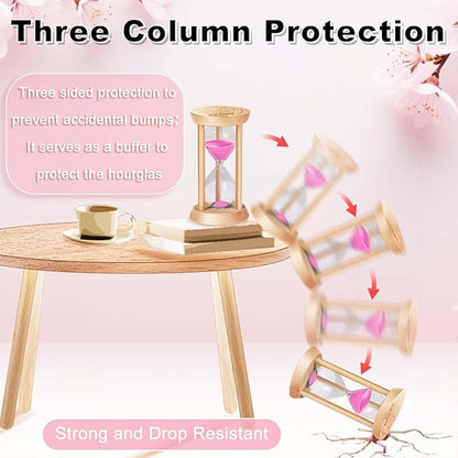 25 Minute Hourglass Sand Timer, Large Sand Clock Watch Timer with Pink Sand, Reloj De Arena, Wood Hour Glass Sandglass for Home, Office, Decorative, Game, Classroom