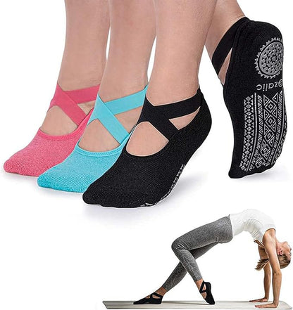 Ozaiic Pilates Socks for Women Non Slip Grip, Yoga Socks with Grippers for Barre, Hospital, Ballet, Dance, Barefoot Workout