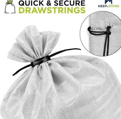 Heavy Duty Sand Bags Pack of 12, White Empty Sandbags with Built-In Ties, Woven Polypropylene UV Protection 1600 Hours, Fillable Bags for Flood Control, Weight, 36x48 inches, 175 Pounds Volume