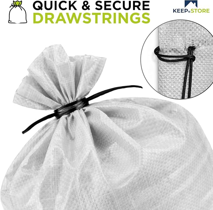 Heavy Duty Sand Bags Pack of 6, White Empty Sandbags with Built-In Ties, Woven Polypropylene UV Protection 1600 Hours, Fillable Bags for Flood Control, Weight, 36x48 inches, 175 Pounds Volume