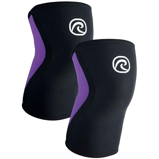 Rehband Knee Sleeve 3mm Neoprene, Lightweight Knee Brace for Endurance and Ball Sports, Unisex Compression Starter Knee-Sleeves, Breathable Running Knee Support, Colour:Purple - 1 Pair, Size:Large