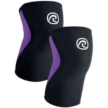 Rehband Knee Sleeve 3mm Neoprene, Lightweight Knee Brace for Endurance and Ball Sports, Unisex Compression Starter Knee-Sleeves, Breathable Running Knee Support, Colour:Purple - 1 Pair, Size:Large