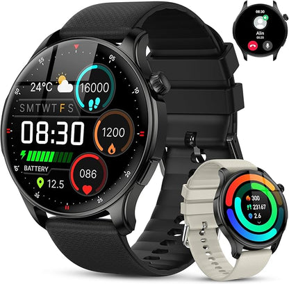 Smart Watch for Men Women Fitness: Waterproof Make Answer Call Digital Mens Watches Running Pedometer Step Tracker Smartwatch Android Phone iPhone Samsung Compatible Sleep SpO2 Heart Rate Monitor