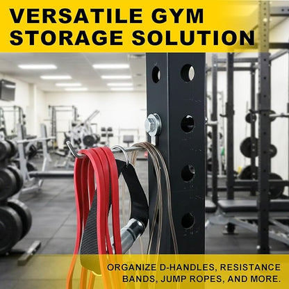 Squat Rack Hooks for 5/8" & 1" Holes, Stainless Steel Storage Hangers with Spacer, Rack Organizer for Cable Attachments, Resistance Bands & Gym Accessories