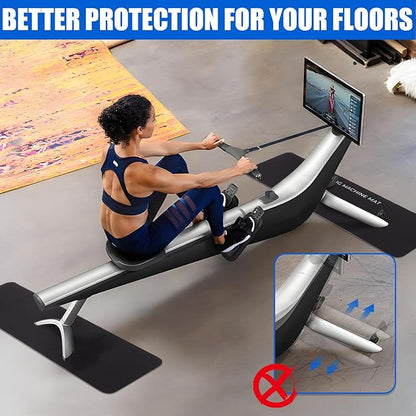 TOBWOLF 2PCS Non-Slip Mat Compatible with Peloton Bike, Concept 2 Rowing Machine, Exercise Bike Mat, Mat Protect Hardwood Floor Carpet for Home Gym, Workout Mat for Bike Trainer, Stationary Spin Bike