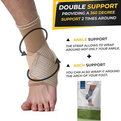 NeoTech Care Adjustable Ankle Support Brace (Beige, Size L, 1 Pair)