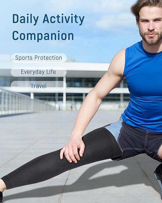 Leg Compression Sleeve - Full Length Knee Sleeve Covers Thigh, Knee and Calf, Stays in Place for Sports, Soft and Elastic for Comfort, X-Large