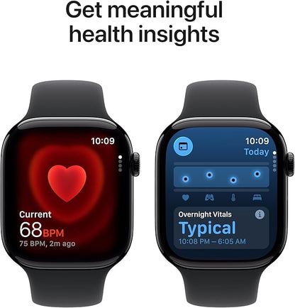 Apple Watch Series 11 [GPS + Cellular 46mm] Smartwatch with Jet Black Aluminum Case with Black Sport Band - M/L. Sleep Score, Fitness Tracker, Health Monitoring, Always-On Display, Water Resistant