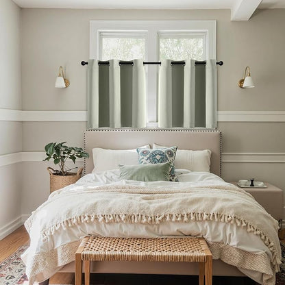 MIULEE Short Curtains for Windows - Sage Green Blackout Half Window Curtains Thermal Insulated Privacy Drapes for Kitchen Bedroom Bathroom Grommet Top Small Basement Tiers W40 x L36 Inch 2 Panels
