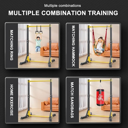 Pull Up Station, Portable Pullup Bar Station, Free Standing Pull Up Bar for Home Gym, Pull Up Tower Station, Pull Ups with 11 Gears Adjustment (up to 400LBS)