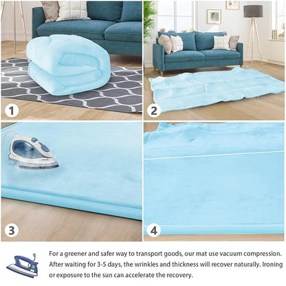 Baby Play Mat for Floor Nursery Muscle Mat Area Playroom Rug 39"x59" Memory Foam 1.3" Thick Crawling Mat for Babies,Toddlers, Infants,Kids (Ice Blue)
