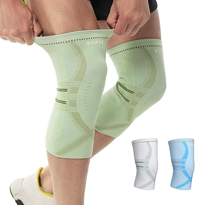 aoFIT Compression Knee Brace for Women & Men, 2 Pack AOCELL Knee Sleeve Support for Knee Joint Pain Relief, ACL, Meniscus Tear, Arthritis - Breathable for Workout, Running, Gym, Sports, Fitness M