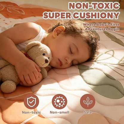 RONGFA Baby Play Mat for Floor, 71'' x 59'' Thicken Foam Soft Padded Mat for Baby, Playpen Mat for Toddlers Infant Kids, Machine Washable, Non-Slip Bottom Safe for Crawling (Stone）