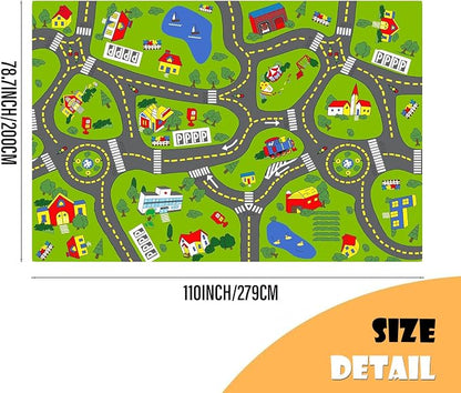 Non-Slip Town City Road Map Playmat