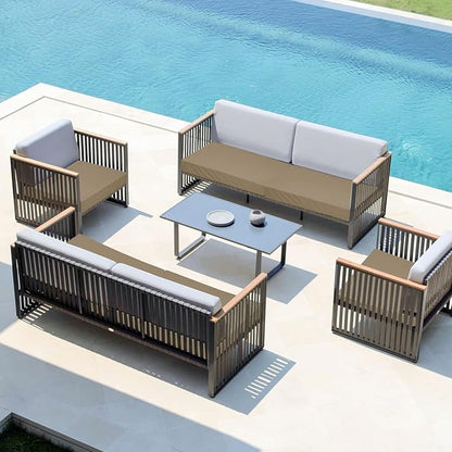 Easy-Going Waterproof Patio Cushion Covers 20x18x4 inch 4 Pack Replacement Non-Slip Outdoor Seat Cushion Slipcover with Zipper. Camel