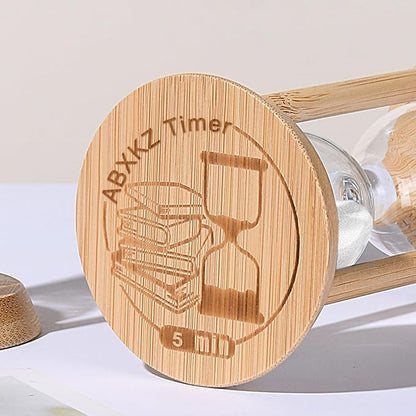Wood Sand Timer, 5 Minute Hourglass,Bamboo Sandglass Timer 5 Min,Sand Clock Timer,Unique Sand Clock for Baking,Game, Gift,White